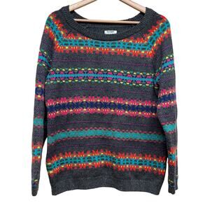 Old Navy Fair Isle Knit Sweater Multicolor Charcoal Size Large